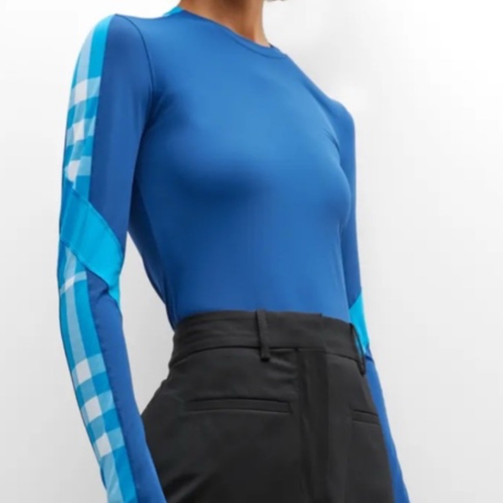 Burberry Kiara Check Panel Long-Sleeve Top - Medium
